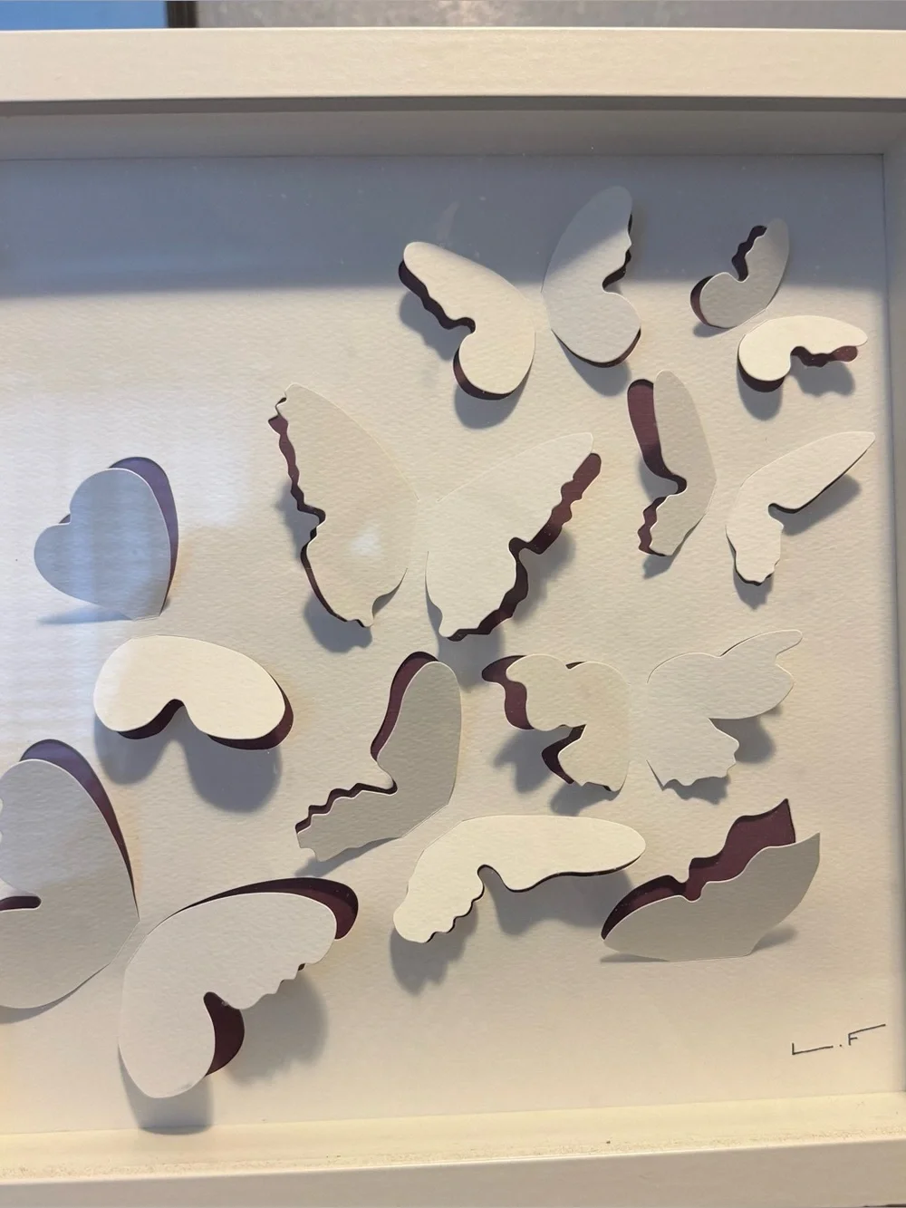 3D Butterfly Wall Art Shadow Box by Lola Fraser Purple & White IKEA OLUNDA